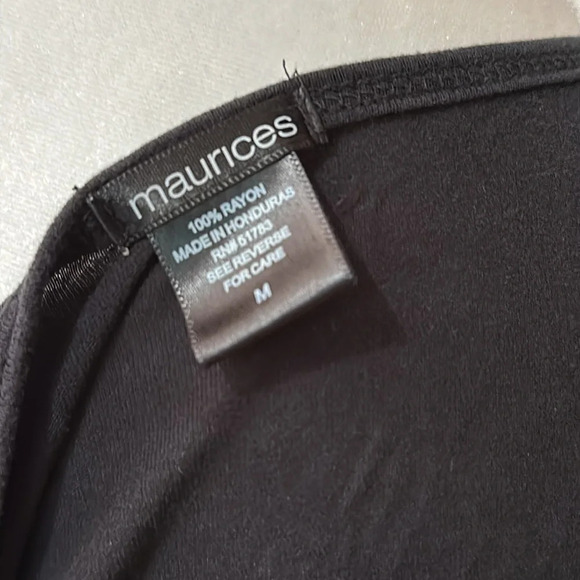black scoop neck Maurice's long sleeve shirt size medium - Picture 3 of 3